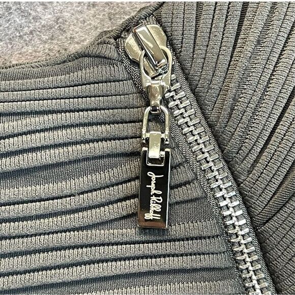 JOSEPH RIBKOFF Dress Women's Size 10 Gray Black Colorblock Textured Midi Zipper - Picture 5 of 14